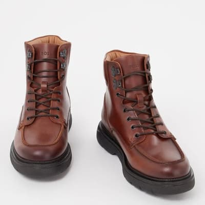 Medium Brown Jacob Lace Up Leather Boots