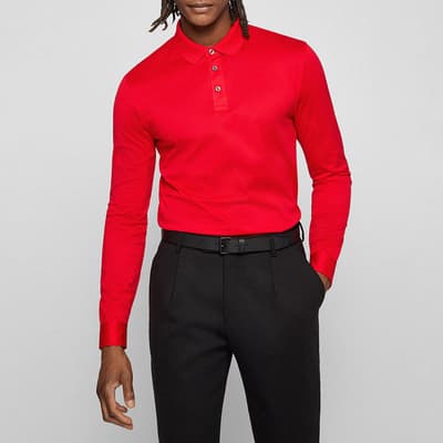 Red Pearl Cotton Polo Shirt