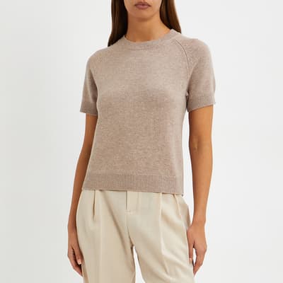 Oatmeal Cashmere Blend Round Neck Top