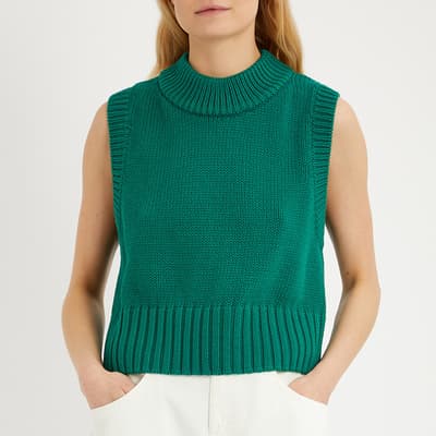 Green Cashmere Blend Sleeveless Knit Top