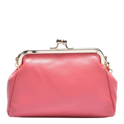 Coral Italian Leather Clutch Bag