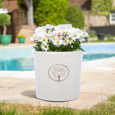 30cm Cotswold Cylinder Pot - Off White