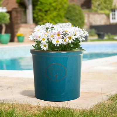 38cm Cotswold Cylinder Pot - Aqua