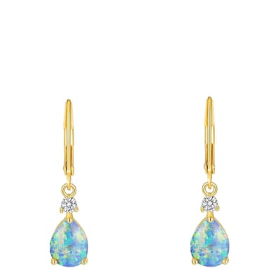 18K Gold Blue Opal Drop Earrings