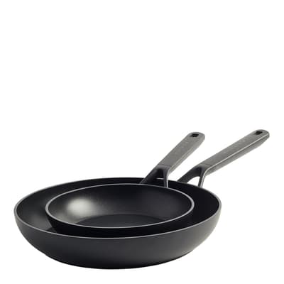 KitchenAid Classic Forged Ceramic Non-Stick 20cm & 28cm Frying Pan Set, Black