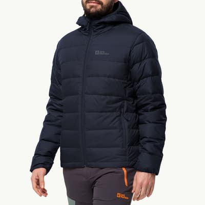 Navy Ather Down Hooded Jacket