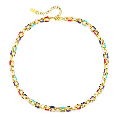 18K Gold Multi Enamel Chain Necklace