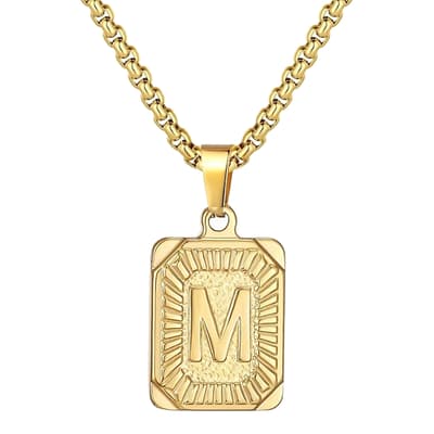18K Gold Initial "M" Reversible Cross Necklace