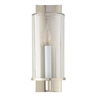 Truffaut Single Sconce in Polished Nickel with Crystal