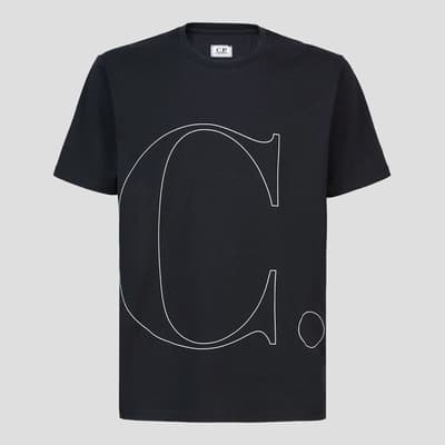 Black Jersey Large Logo Cotton T-shirt