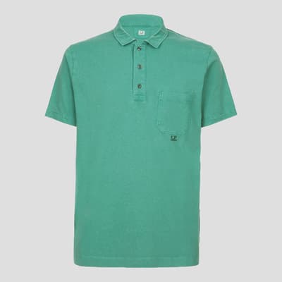 Teal Jersey Chest Pocket Cotton Polo Shirt 