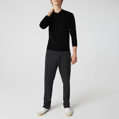 Black V-Neck Merino Wool Jumper