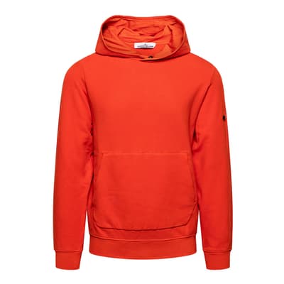 Red Garment Dyed Cotton Blend Hoodie