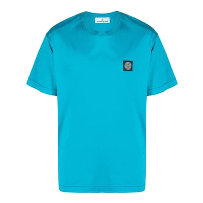 Blue Square Logo Cotton T-Shirt