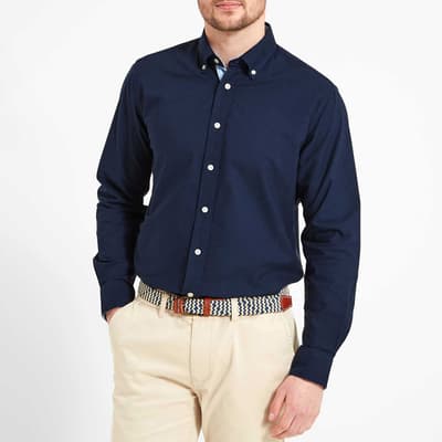 Navy Holt Oxford Tailored Cotton Shirt