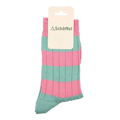Pink/Green Hilton Wool Blend Rugby Sock