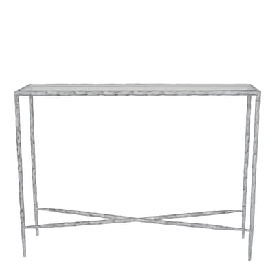 Patterdale Hand Forged Console Table Small Chalk White with Glass Top