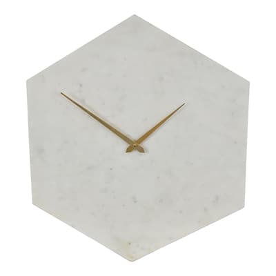 Hexagonal Natural White Marble Wall Clock