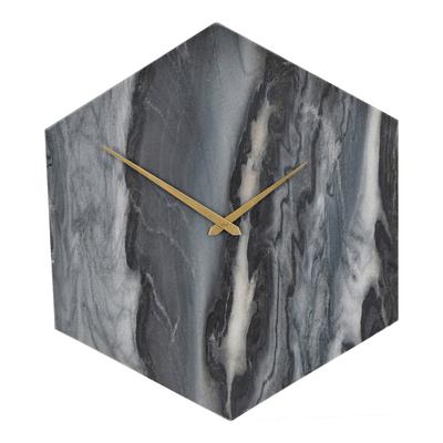 Hexagonal Natural Grey Marble Wall Clock