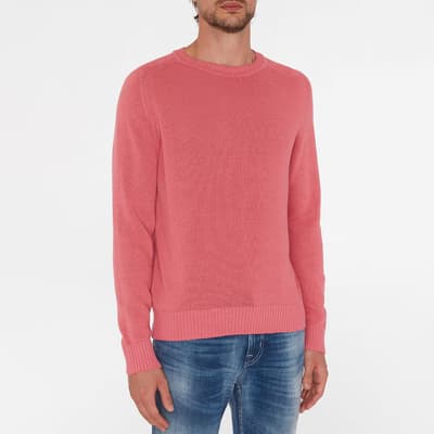 Pink Raglan Knit Cotton Linen Blend Jumper