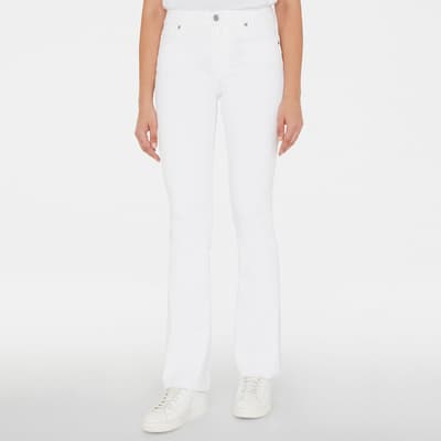 White Shell Raw Cut Bootcut Stretch Jeans