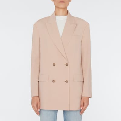 Pink Wool Blend Double Breasted Blazer