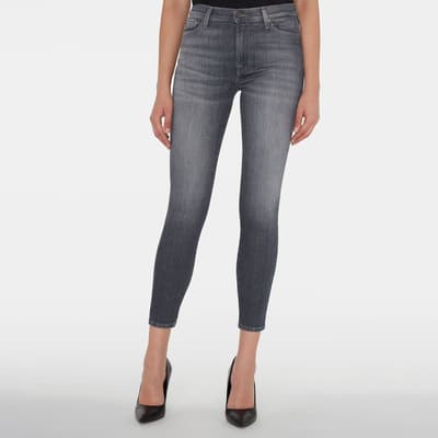 Grey Illusion Skinny Crop Stretch Jeans
