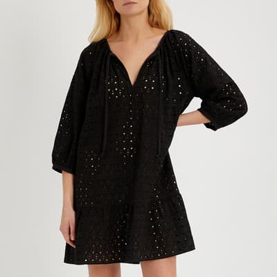 Black Cotton Broderie Anglaise Tunic