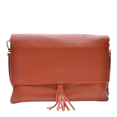 Orange Italian Leather Shoulder Bag