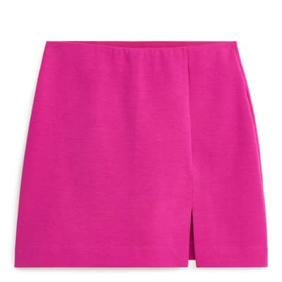 Pink Stretch Cotton Blend Mini Skirt