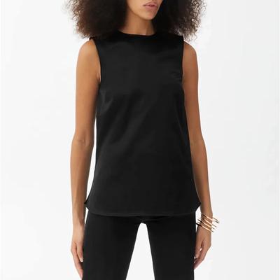 Black Sleeveless Satin Top