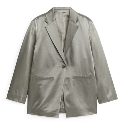 Grey Oversized Satin blazer