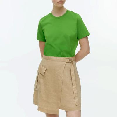 Beige Utility Linen Skirt