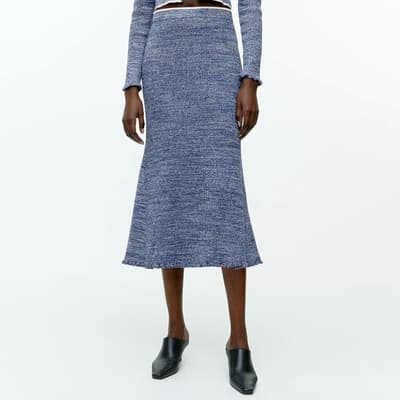Blue Rib-Knitted Skirt