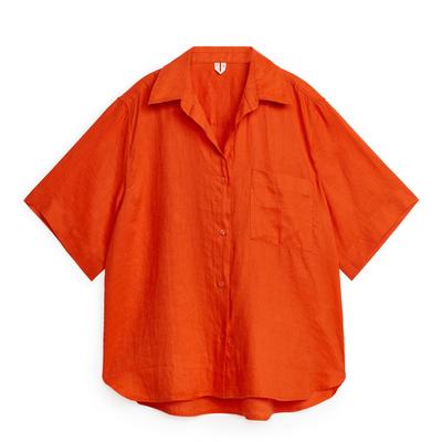 Orange Linen Resort Shirt