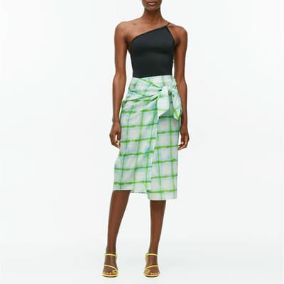 Green Print Wrap Skirt