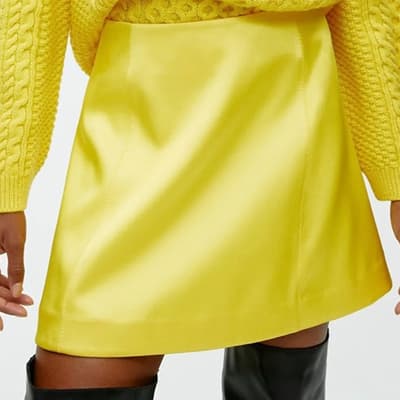Yellow Satin Mini Skirt
