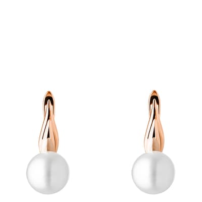 White and Rose Gold Freshwater Pearl Earrings 	8-8.5mm