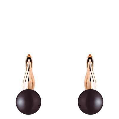 Black and Rose Gold Freshwater Pearl Earrings 	8-8.5mm