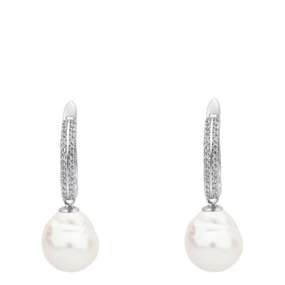 White Freshwater Pearl Earrings
 9-9.5mm
