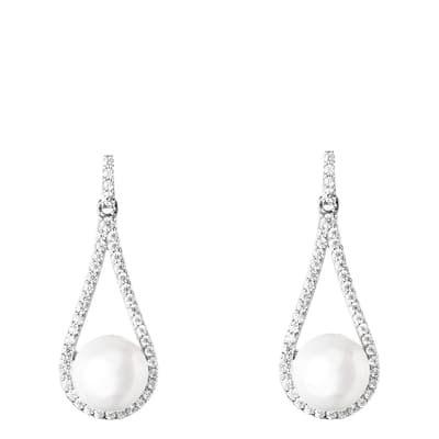 White Freshwater Pearl Drop Earrings
 7.5-8mm