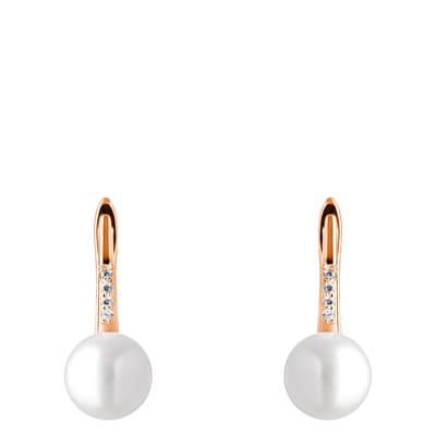 White Pearl Rose Gold Plated Earrings
	
