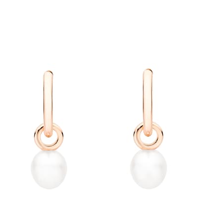 White and Rose Gold Plated Earrings 8.5-9mm