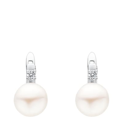 White Pearl Cubic Zirconia Earrings
	 7-7.5mm