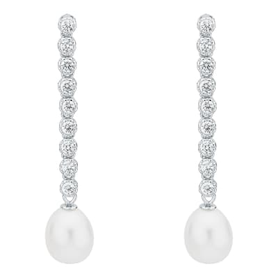 Silver Pearl Drop Earrings 7-7.5mm