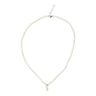 Multi Pearl Pendant Necklace 4-4.5mm