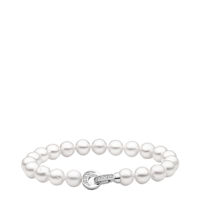 White Freshwater Pearl Sterling Silver Bracelet