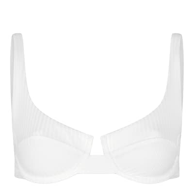 White Ribbed Montreal Bikini Top
