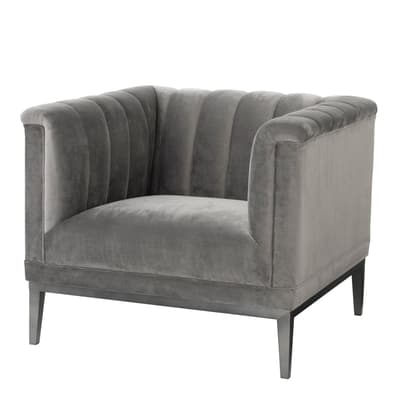 Raffles Chair, Grey Velvet