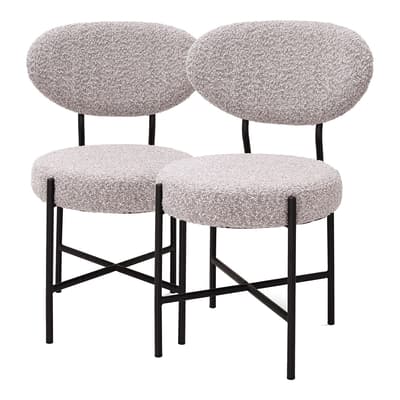 Vicq Dining Chair Set of 2, Boucle Grey